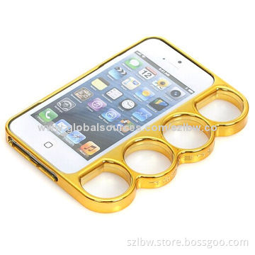 Gold Rings Machine Cut Knuckle Bumper Case Cover for iPhone 5/5S